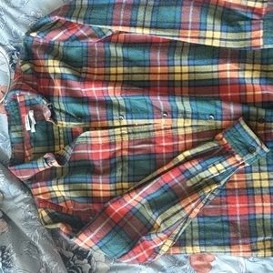 L.L Bean Rainbow Plaid Flannel Button-up Shirt